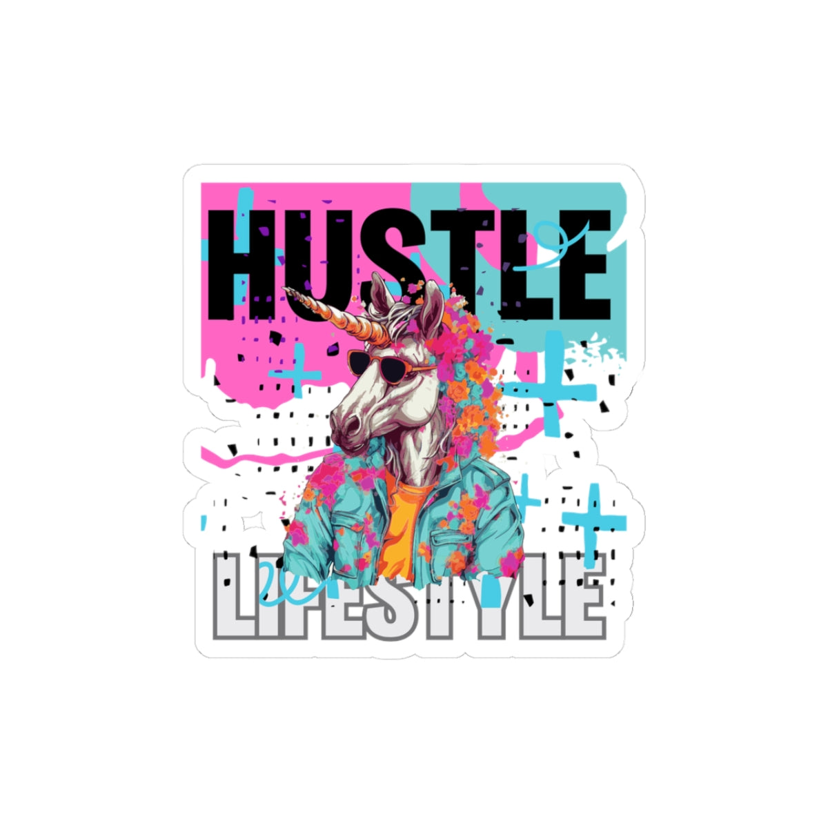 Cool Unicorn Hustle Lifestyle Kiss-Cut Stickers for Motivation and Inspiration