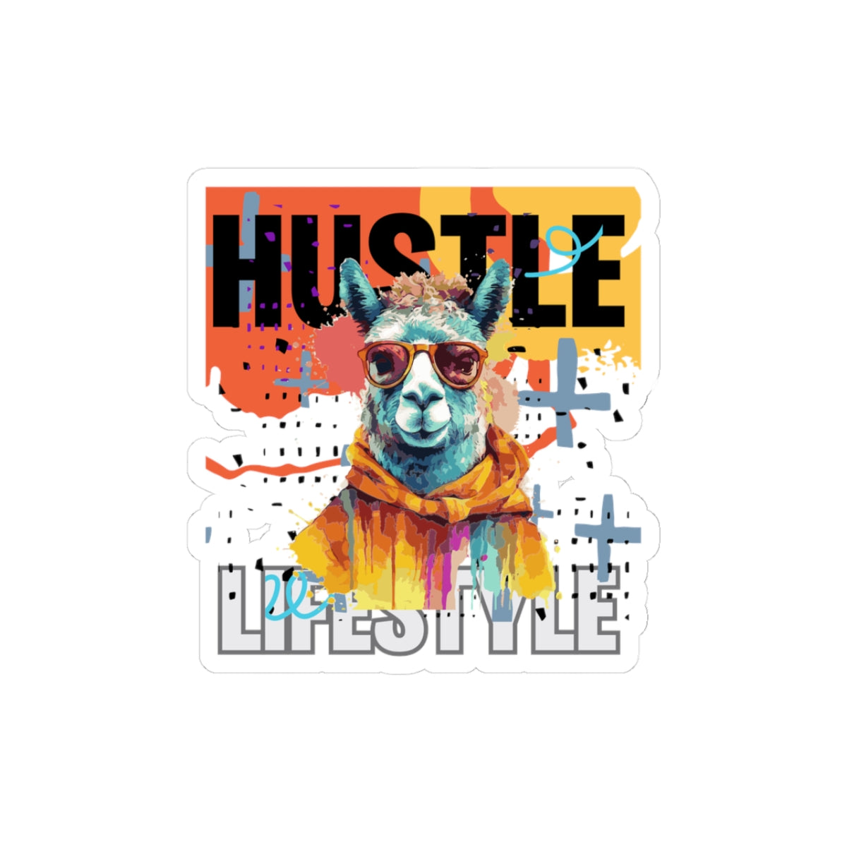 Hustle Lifestyle Kiss-Cut Stickers - Motivational Llama Design for Office & Home Decor