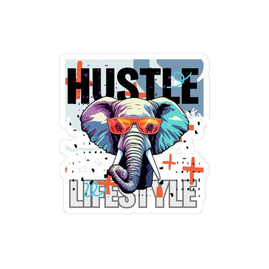 Hustle Lifestyle Elephant Kiss-Cut Stickers - Motivational Vinyl Decals for Creative Minds