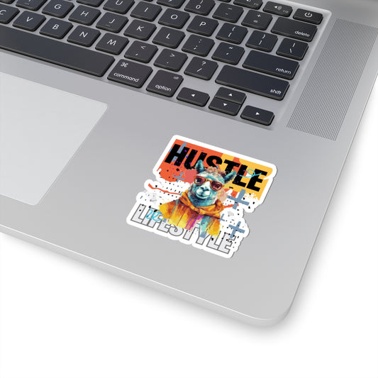 Hustle Lifestyle Kiss-Cut Stickers - Motivational Llama Design for Office & Home Decor
