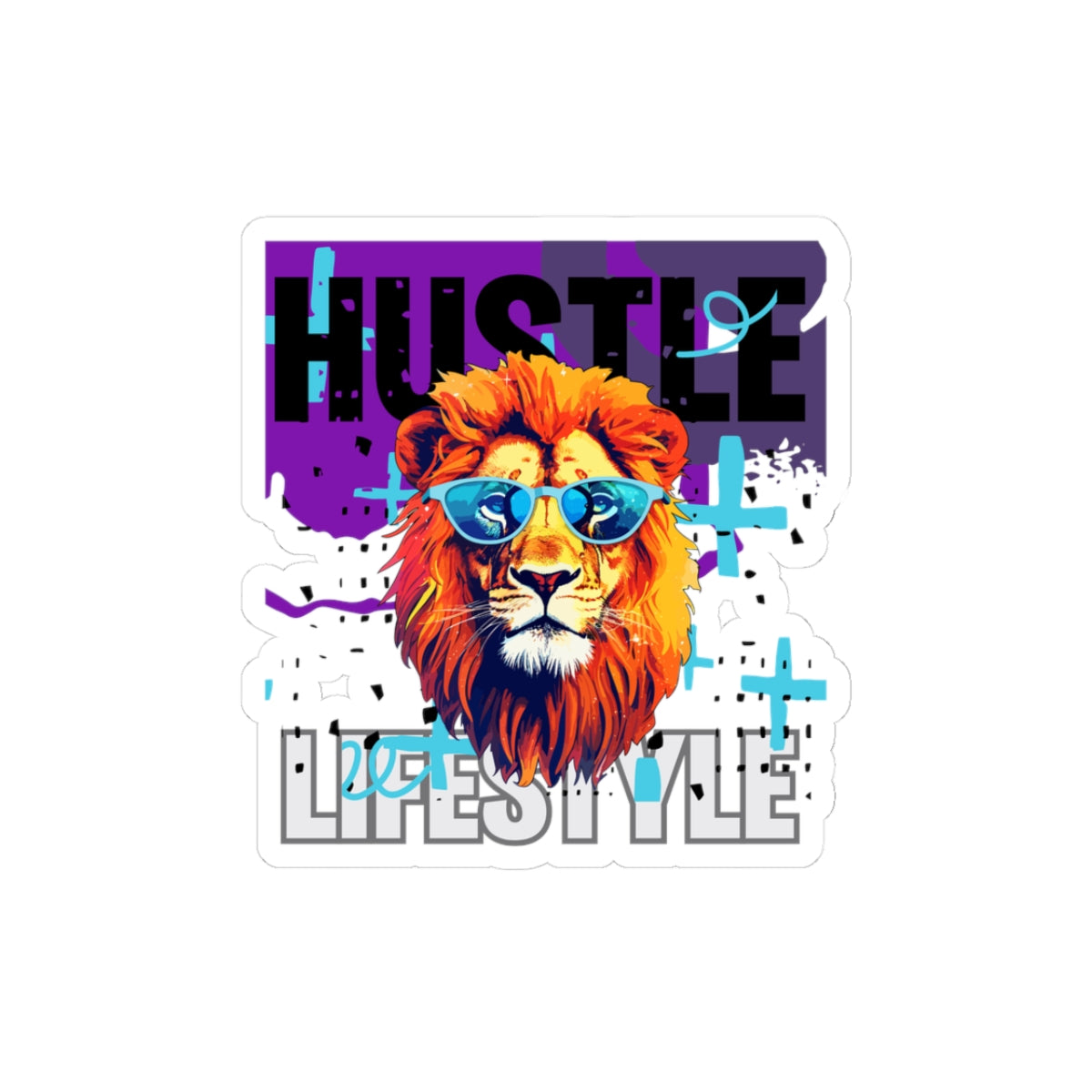Hustle Lifestyle Kiss-Cut Stickers - Motivational Lion Design for Office & Home Decor