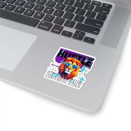 Hustle Lifestyle Kiss-Cut Stickers - Motivational Lion Design for Office & Home Decor